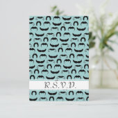 Mustaches R.S.V.P. Blauw RSVP Kaartje (Staand voorkant)