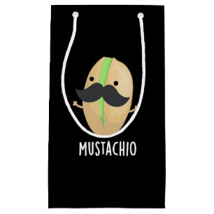 Mustachio Funny Pistachio Mustache Pun Dark BG Klein Cadeauzakje