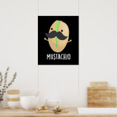 Mustachio Funny Pistachio Mustache Pun Dark BG Poster (Keuken)