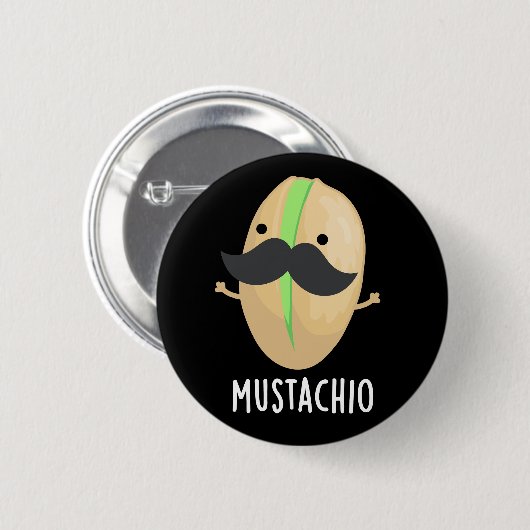 Mustachio Funny Pistachio Mustache Pun Dark BG Ronde Button 5,7 Cm (Voorkant /achterkant)