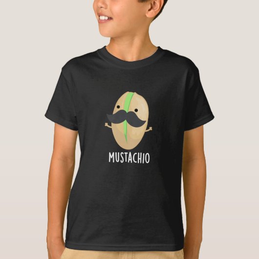 Mustachio Funny Pistachio Mustache Pun Dark BG T-shirt (Voorkant)