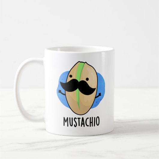 Mustachio Funny Pistachio Mustache Pun Koffiemok (Links)