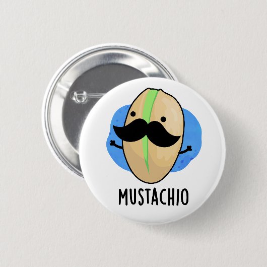 Mustachio Funny Pistachio Mustache Pun Ronde Button 5,7 Cm (Voorkant /achterkant)