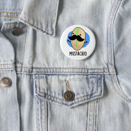 Mustachio Funny Pistachio Mustache Pun Ronde Button 5,7 Cm (In situ)
