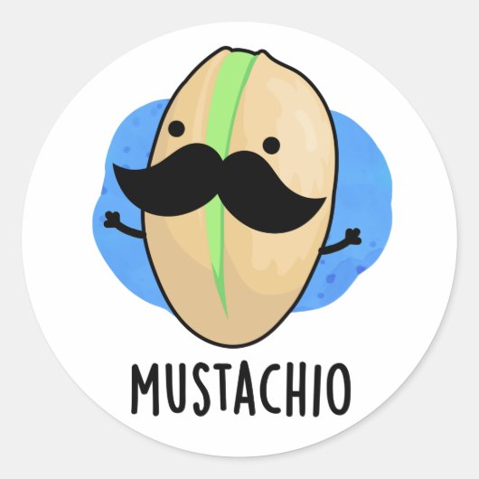 Mustachio Funny Pistachio Mustache Pun Ronde Sticker (Voorkant)