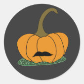 Mustachio Pumpkin Magnet Ronde Sticker (Voorkant)