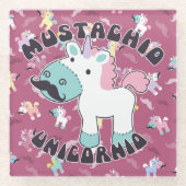 Mustachio Unicornio! Glazen Onderzetter (Voorkant)