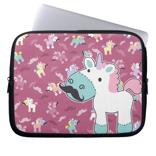 Mustachio Unicornio Laptop Sleeve (Voorkant)
