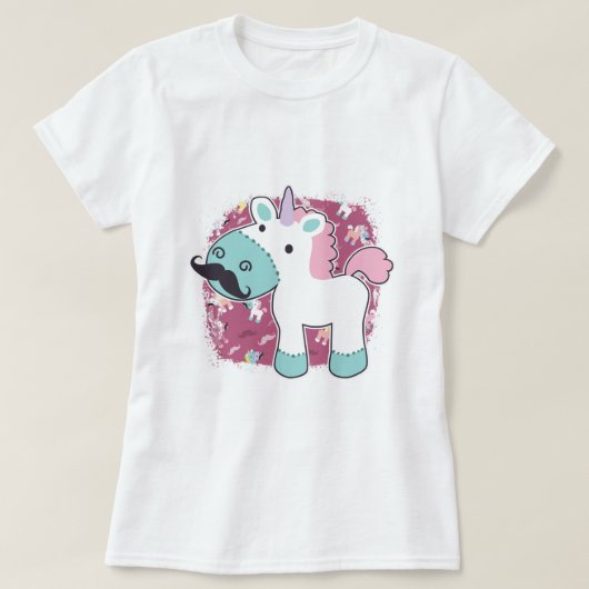 Mustachio Unicornio! T-shirt (Design voorkant)