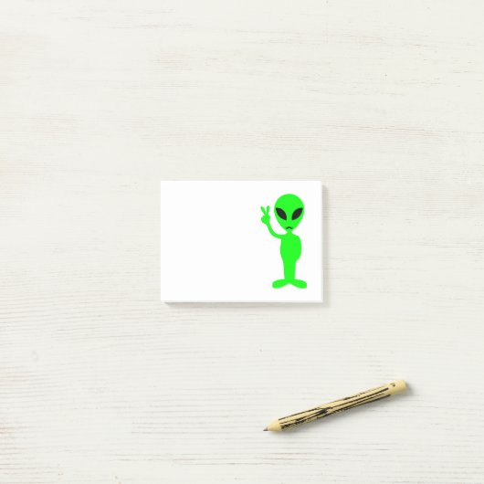 Mustachioed Groene Alien Post-it® Notes (Op bureau)