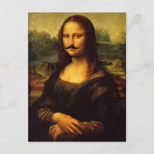 Mustachioed Mona Lisa Briefkaart (Voorkant)