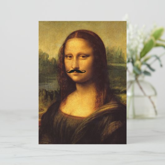 Mustachioed Mona Lisa Kaart (Staand voorkant)