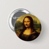 Mustachioed Mona Lisa Ronde Button 5,7 Cm (Voorkant /achterkant)