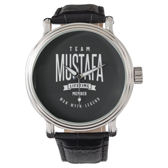 Mustafa Gepersonaliseerde naam Birthday Gift Horloge (Voorkant)