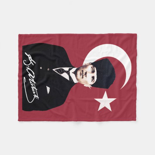 Mustafa Kemal Atatürk Fleece Deken (Voorkant (Horizontaal))
