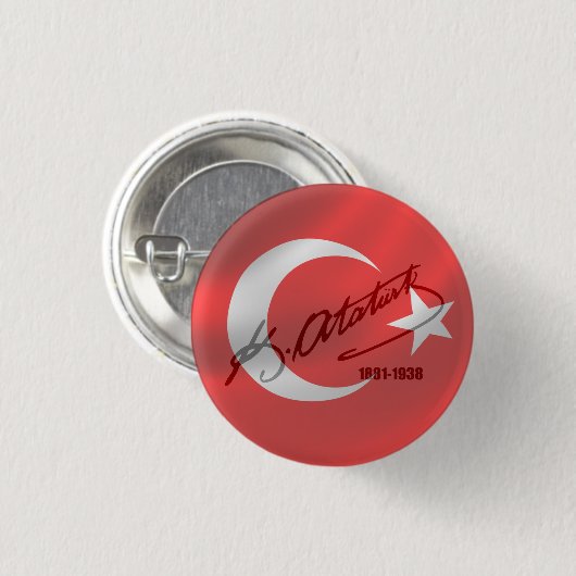 Mustafa Kemal Ataturk Ronde Button 3,2 Cm (Voorkant /achterkant)