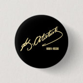 Mustafa Kemal Ataturk Ronde Button 3,2 Cm (Voorkant)