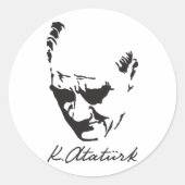 Mustafa Kemal Ataturk Ronde Sticker (Voorkant)