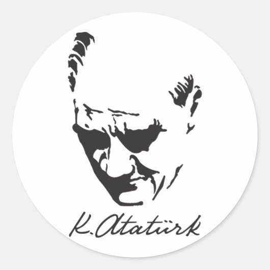 Mustafa Kemal Ataturk Ronde Sticker (Voorkant)
