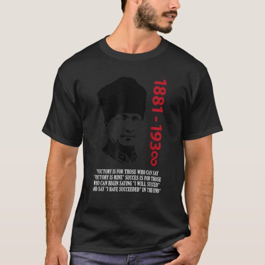 Mustafa Kemal Ataturk Vader van Turkije Vlag T-shirt (Voorkant)