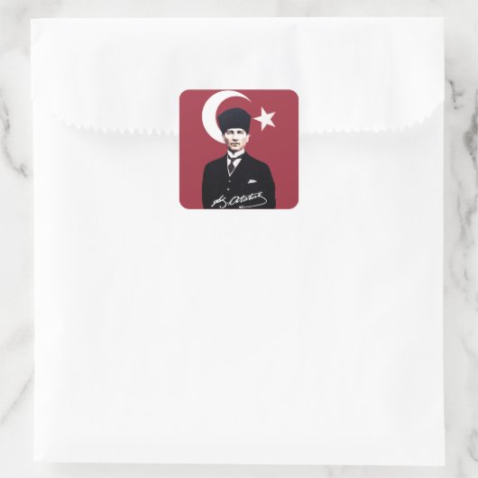 Mustafa Kemal Atatürk Vierkante Sticker (Tas)