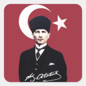 Mustafa Kemal Atatürk Vierkante Sticker (Voorkant)