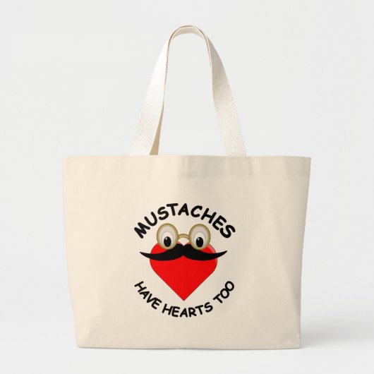 Mustakels hebben ook hart grote tote bag (Voorkant)