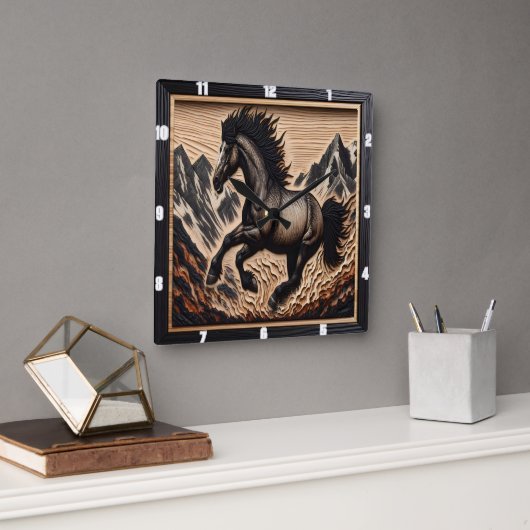 Mustang Bronc Kicking in een stroomgebied van de H Vierkante Klok (Kantoor)