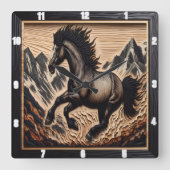 Mustang Bronc Kicking in een stroomgebied van de H Vierkante Klok (Voorkant)