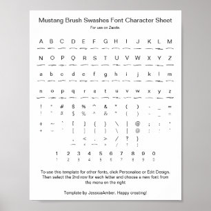 Mustang Brush Swashes Lettertype Glyph Sheet Poster