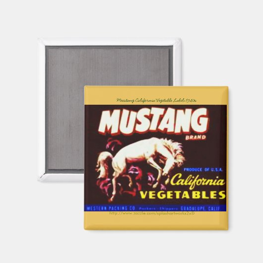 "Mustang California Vegetable Label-1940s" Magneet (Voorkant / Achterkant)