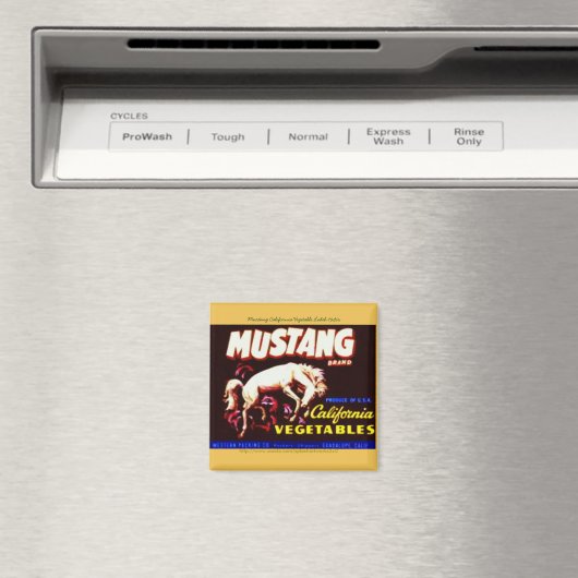 "Mustang California Vegetable Label-1940s" Magneet (Insitu (Vaatwasser))