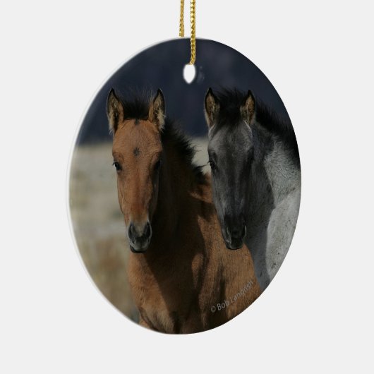 Mustang Foal Headshot Keramisch Ornament (Rechts)