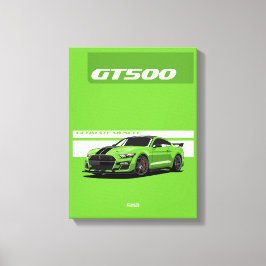 Mustang GT500 Muscle Car Poster – Green Canvas Afdruk