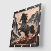 Mustang Hengst schoppen in een hoog plateau Vierkante Klok (Hoek)