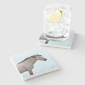 Mustang hengsten (4) - Marmeren stenen Onderzetter (Zijkant)