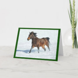 Mustang Horse die in SneeuwkerstKaart rijdt Kaart