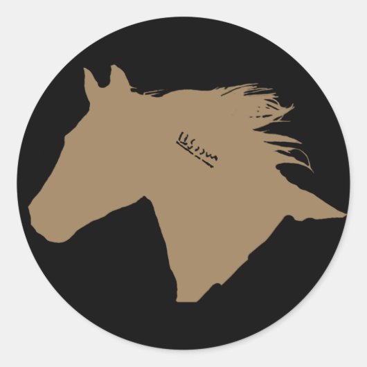 Mustang Horse Head Ronde Sticker (Voorkant)