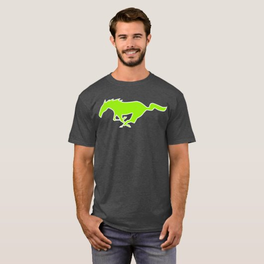 Mustang Horse Neon Green 2022  T-shirt (Voorkant volledig)
