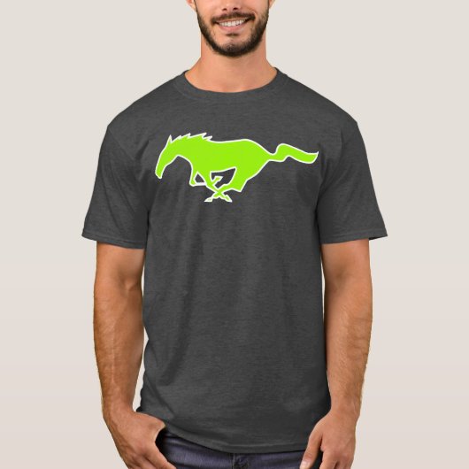 Mustang Horse Neon Green 2022  T-shirt (Voorkant)