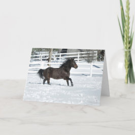 Mustang Horse Running Snow Seasons Greetings Kaart