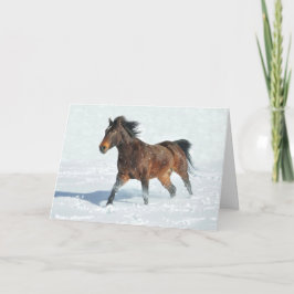 Mustang Horse Running Snow Seasons Greetings Kaart
