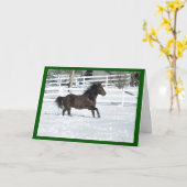 Mustang Horse Running Snow Seasons Wenskaart Kaart (Gele Bloem)