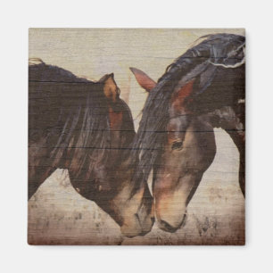 Mustang Horse Wooden Grunge Kijk Magneet