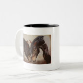Mustang Horse Wooden Grunge Kijk Tweekleurige Koffiemok (Voorkant links)