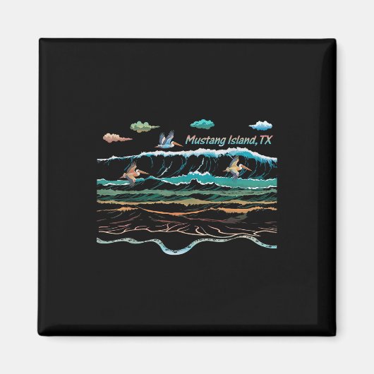 Mustang Island Texas Kleurrijke Stropdas-kleurstof Magneet (Voorkant)