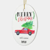 Mustang kerstversiering keramisch ornament (Links)