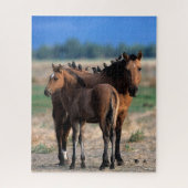 Mustang Mare en kalveren met vogels Legpuzzel (Verticaal)