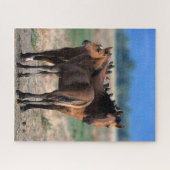 Mustang Mare en kalveren met vogels Legpuzzel (Horizontaal)