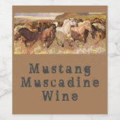 Mustang Muscadine Natuur natuurlijke wilde paarden Wijn Etiket (Enkel label)